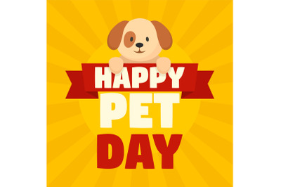 Happy pet day concept background, flat style