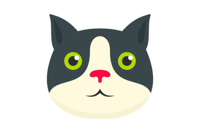 Cute cat face icon, flat style