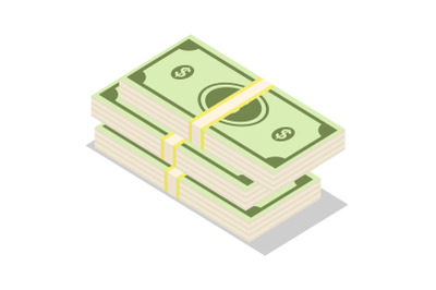 Stack of dollar icon set, isometric style
