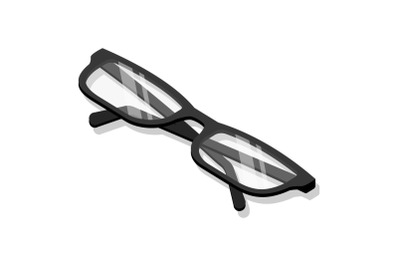 Glasses icon set, isometric style