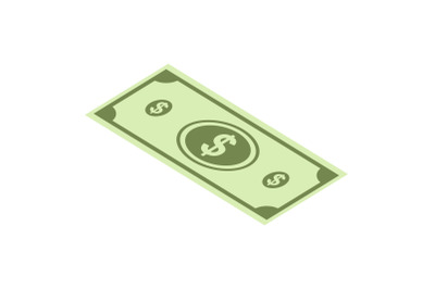 Dollar paper icon set, isometric style