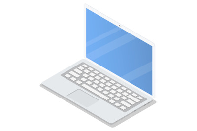 Office laptop icon set, isometric style