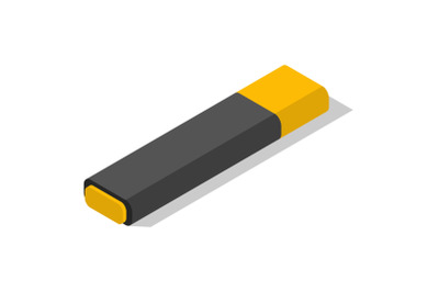 Orange marker icon set, isometric style