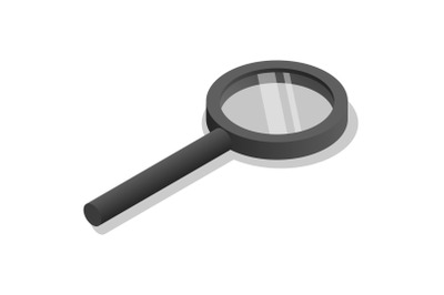 Magnify glass icon set, isometric style