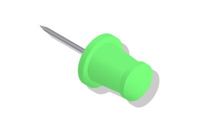 Green office pin icon set, isometric style