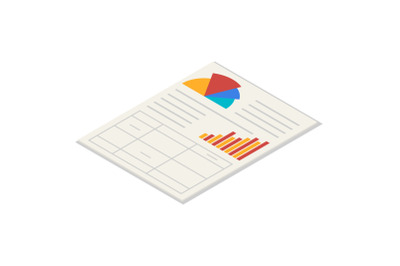Office paper icon set, isometric style