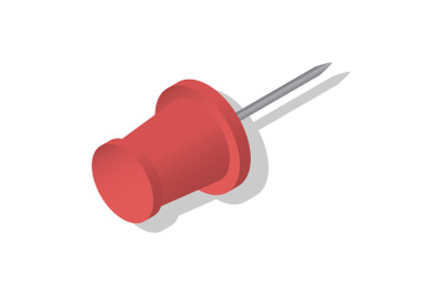 Red push pin icon set, isometric style