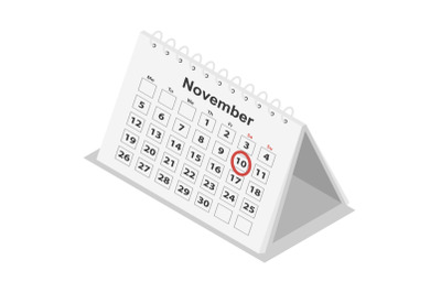 Office carton calendar icon set, isometric style