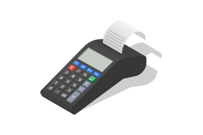 Payment terminal icon set, isometric style