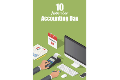 November accounting day concept background, isometric style
