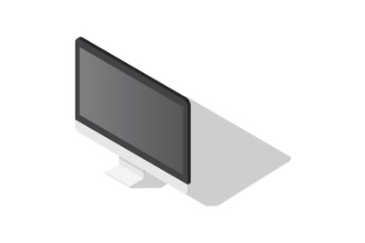 Office computer monitor icon set, isometric style