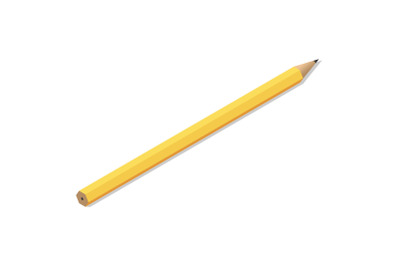 Yellow pencil icon set, isometric style