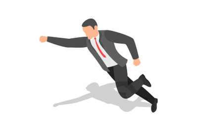 Businessman fly to success icon set, isometric style