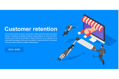 Client retention concept banner, isometric style