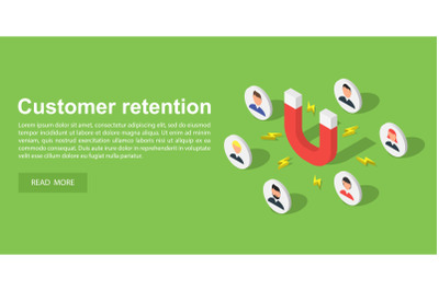 Customer attraction concept banner, isometric style