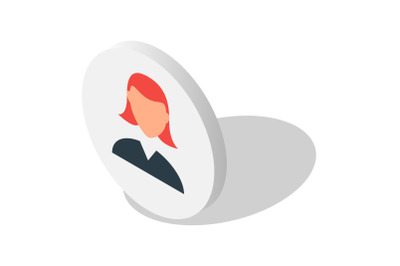 Red hair woman avatar icon set, isometric style