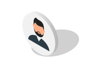 Man beard avatar icon set, isometric style