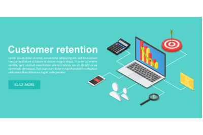 Client attraction concept banner, isometric style