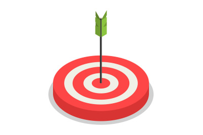 Red target arrow icon set, isometric style