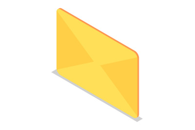Yellow mail icon set, isometric style