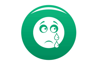 Cry smile icon vector green