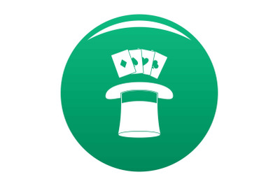 Hat with card icon vector green