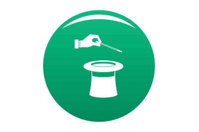 Hat with hand icon vector green