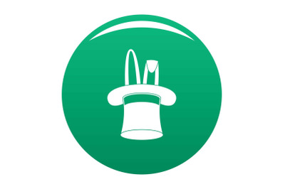 Hat with rabbit icon vector green