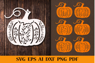 Set of decorative pumpkins. SVG.
