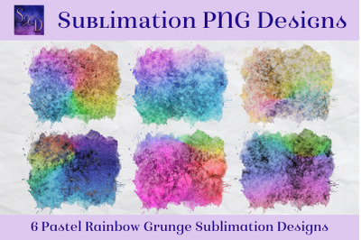 Sublimation PNG Designs - Pastel Rainbow Grunge Images