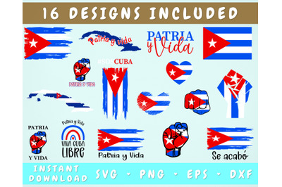 Patria y Vida SVG Bundle - 16 Designs&2C; VIva Cuba Libre SVG