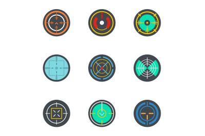 Army target icon set, flat style