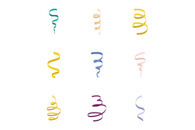 Coil ribbon icon set, flat style