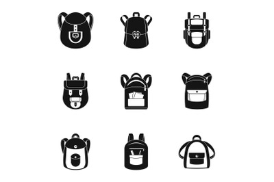 College backpack icon set, simple style