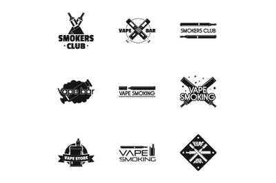 Vape club logo set, simple style