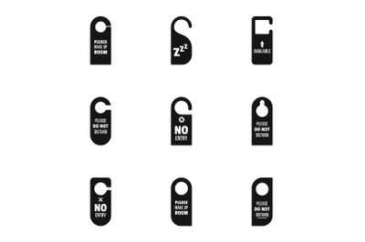 Hotel room tag icon set, simple style