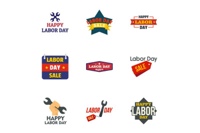 Labor day final sale logo set, flat style
