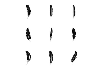 Native feather icon set, simple style