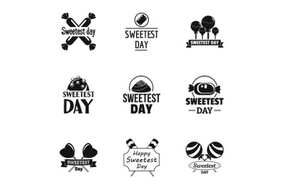 Candy sweetest day logo set, simple style