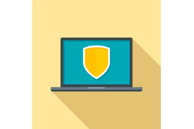 Secured laptop icon, flat style