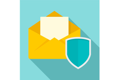 Secured mail icon, flat style