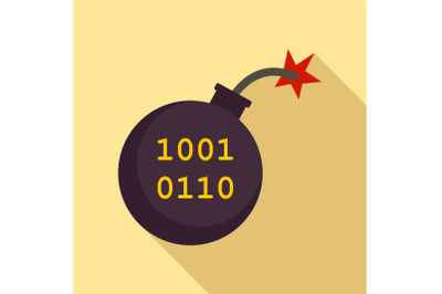 Computer virus bomb icon, flat style