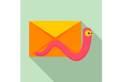Mail virus worm icon, flat style