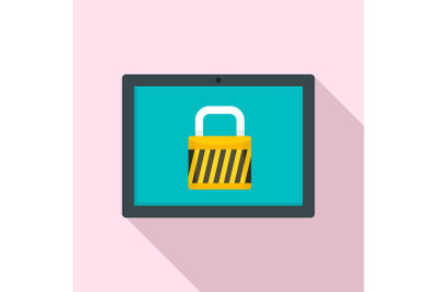 Protected tablet icon, flat style