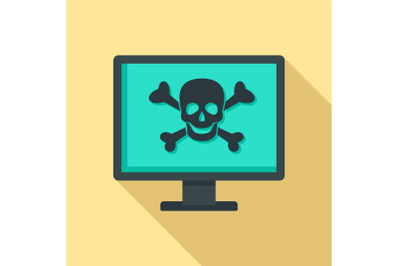 Computer virus attack icon, flat style