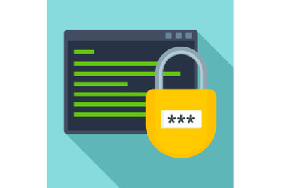 Secured program icon, flat style