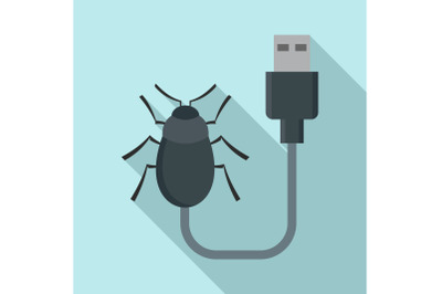 Usb bug icon, flat style