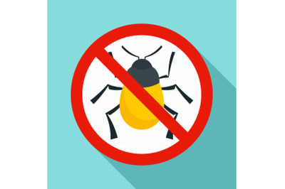 No virus bug icon, flat style