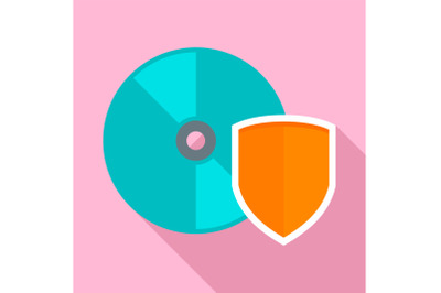 Secured cd disk icon, flat style