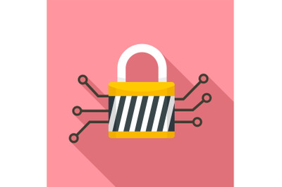 Digital padlock icon, flat style